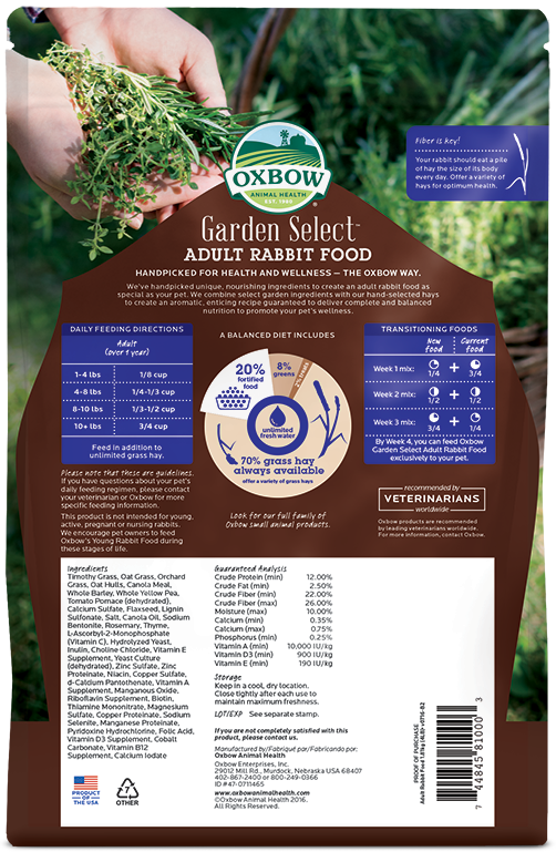 Oxbow adult rabbit pellets store