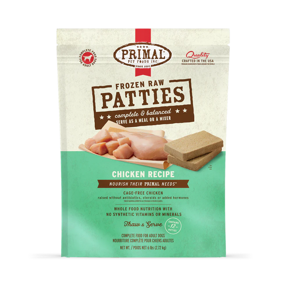 Primal Pet Foods Frozen Raw Patties Dog Food Chicken Recipe