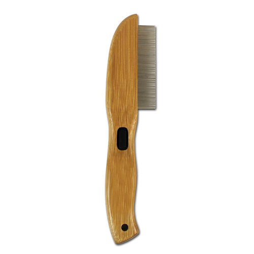 Bamboo Groom Flea Comb with 77 Rotating Pins