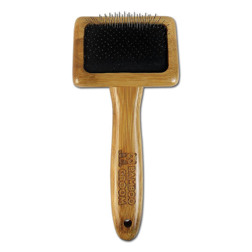 Bamboo Groom Slicker Brush with Stainless Steel Pins (Medium)