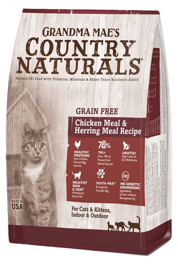 Grandma Mae's Country Naturals Grain Free Chicken Meal & Herring Meal Recipe for Cats & Kittens (12 Lb)