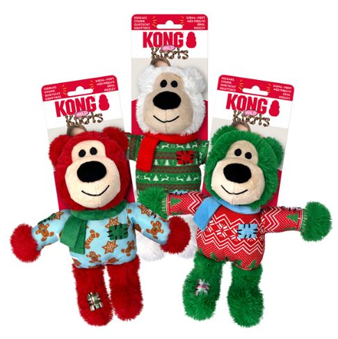 KONG Christmas Holiday Wild Knots Bear Dog Toy Medium Large