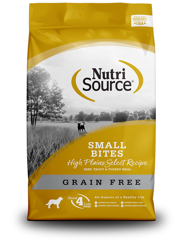 NutriSource Grain Free High Plains Select Small Bites Recipe Dry Dog Food Monroe MI Scally Waggs Pet Supplies