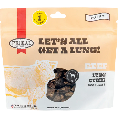 Primal Pet Foods Let’s All Get a Lung Dehydrated Dog Treats Beef Recipe