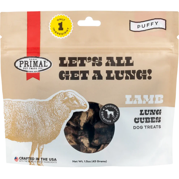 Primal Pet Foods Let’s All Get a Lung Dehydrated Dog Treats Lamb Recipe