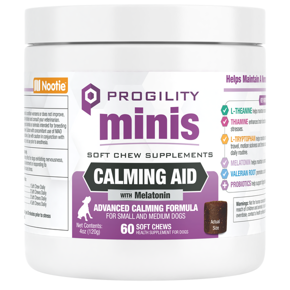 Nootie Mini Progility Calming Aid Soft Chew Supplement For Small and Medium Dogs (60 Count)