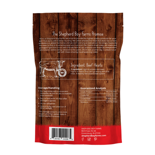 Shepherd Boy Farms Beef Hearts Freeze Dried Treats