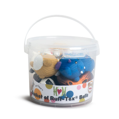 HuggleHounds Ruff-Tex® Bucket of Latex Balls Dog Toys, 10 Pack, Small