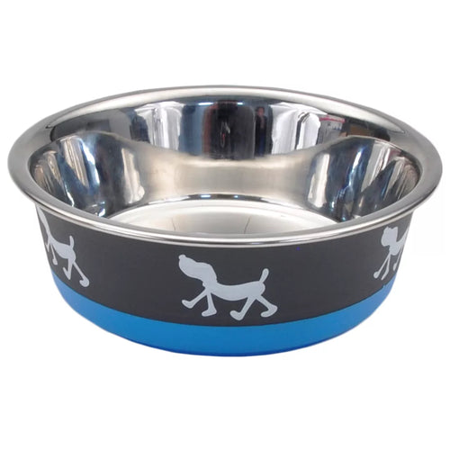 Coastal Pet Products Maslow Design Series Non-Skid Pup Design Dog Bowls Blue & Gray 28 Oz