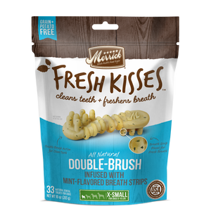 Merrick Fresh Kisses Grain Free Mint Breath Strips Extra Small Dental Dog Treats