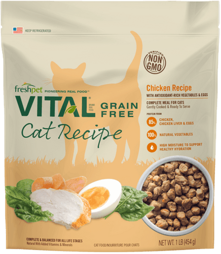 Freshpet Vital Grain Free Chicken Recipe with Antioxidant-Rich Vegetables & Eggs for Cats